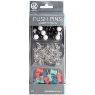 U Brands Push Pins, Assorted Colors, Variety Pack, 80-Count