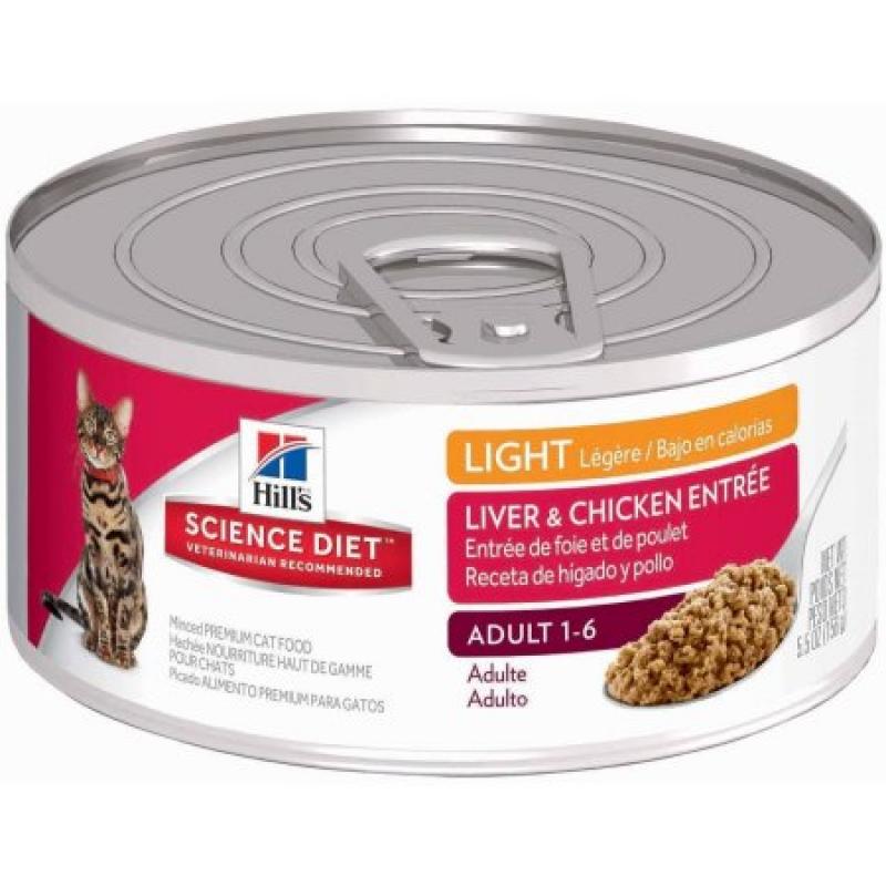 Hill&#039;s Science Diet Adult Light Liver & Chicken Entrée Canned Cat Food, 5.5 oz, 24-pack