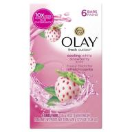 Olay Fresh Outlast Cooling White Strawberry & Mint Beauty Bar, 4 oz, 6 count