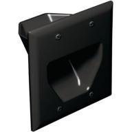 Datacomm Electronics 45-0002-BK 2-Gang Recessed Cable Plate, Black