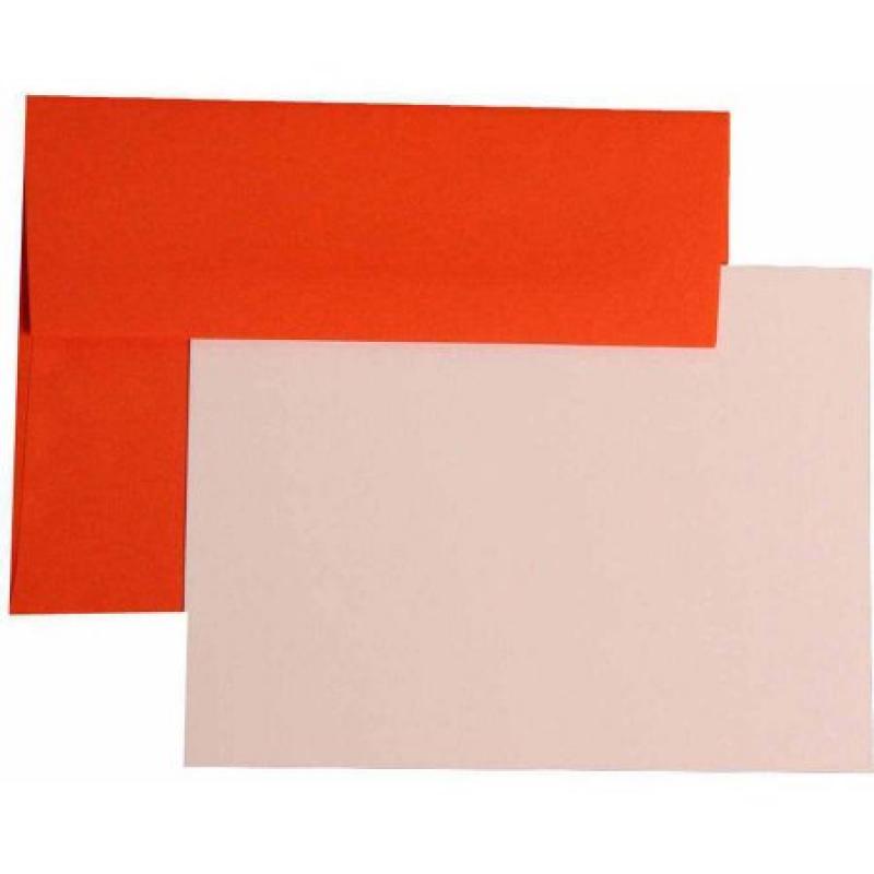 JAM Paper Brite Hue Recycled Personal Stationery Sets with Matching A7 Envelopes, Orange, 25-Pack