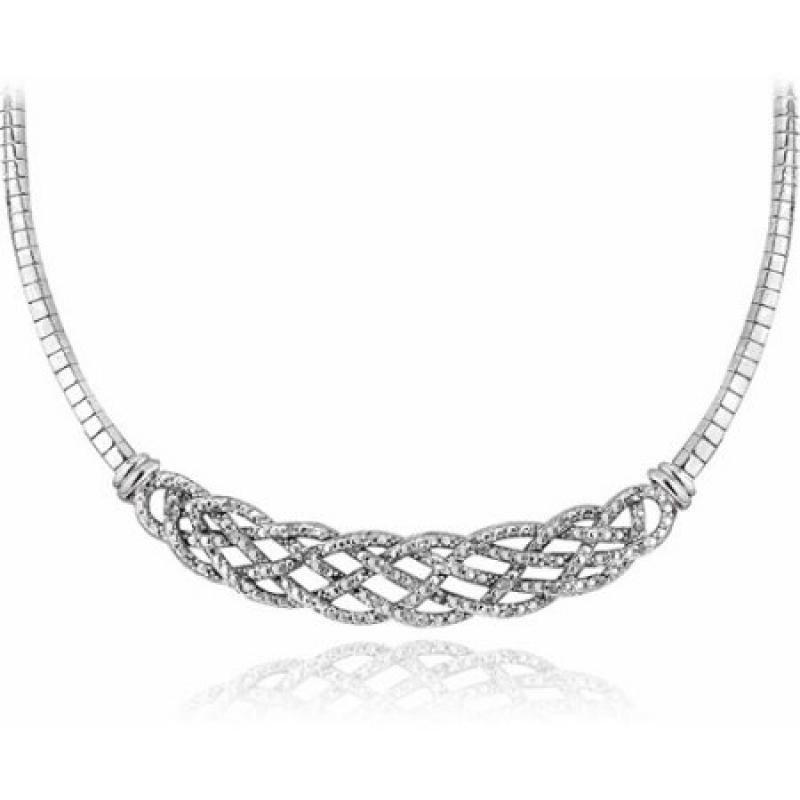 1/4 Carat T.W. Diamond Silver-Tone Weave Frontal Necklace