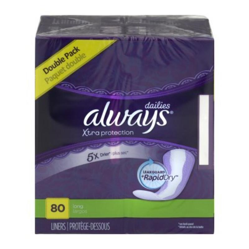 Always Dailies Xtra Protection Long Unscented Pantiliners, (Choose your Count)