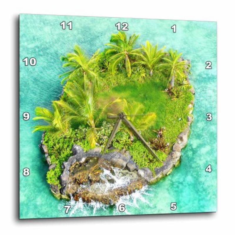 3dRose Aerial View Of An Hawaiian Island, Wall Clock, 10 by 10-inch