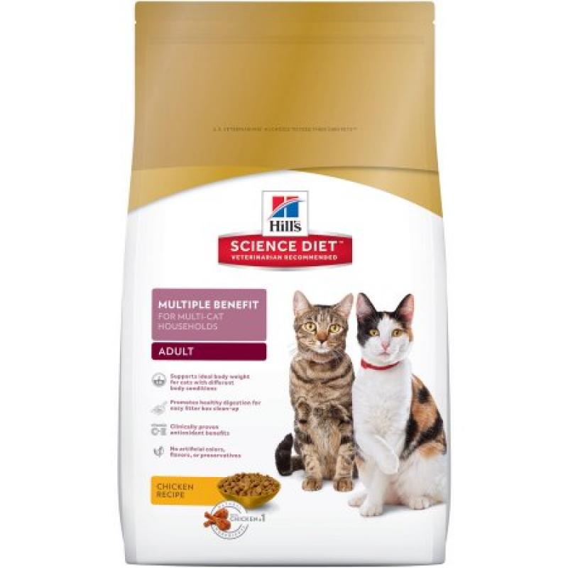 Hill&#039;s Science Diet Adult Multiple Benefit for Multi-Cat Households Chicken Recipe Dry Cat Food, 7 lb bag