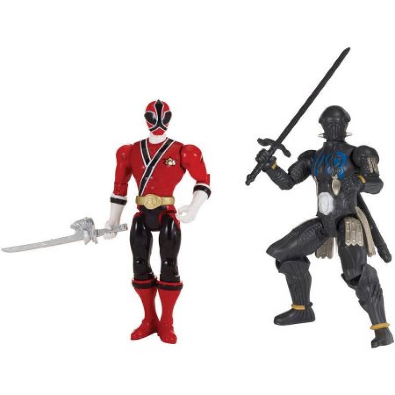 Bandai America - Power Rangers 5 Inch Action Figure Good vs Evil, Samurai Red vs. DSC Ninja Villain