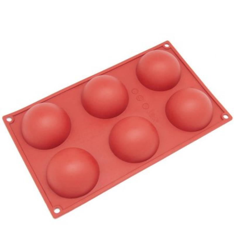 Freshware 6-Cavity Half Sphere Silicone Mold for Muffin, Brownie, Cheesecake and Pudding, SL-100RD