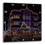 3dRose Miami Beach Art Deco In Neon, Wall Clock, 15 by 15-inch