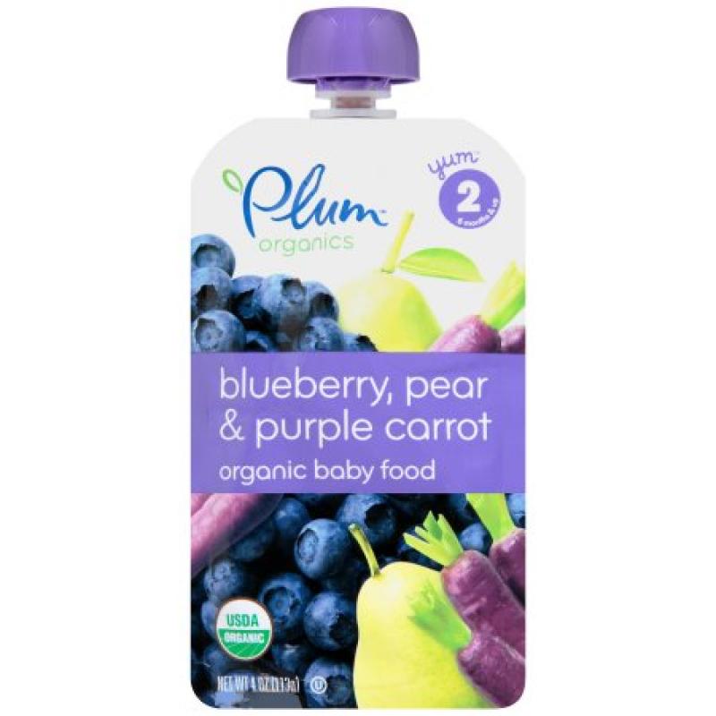 Plum Organics Blueberry, Pear & Purple Carrot Organic Baby Food 2 6 Months & Up 4 oz