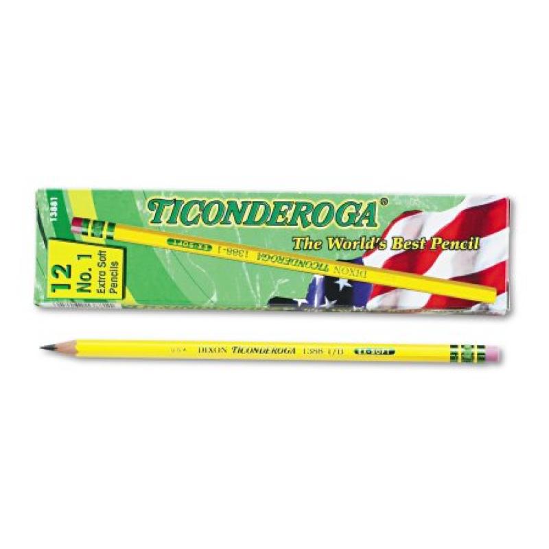 Ticonderoga Woodcase Pencil, B #1, Yellow, Dozen