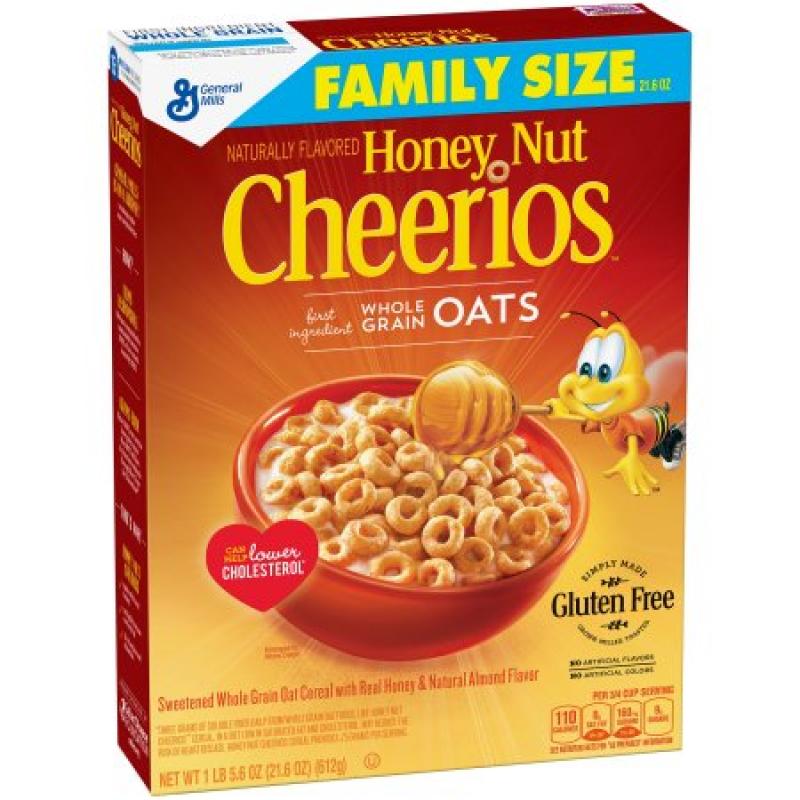 General Mills Honey Nut Cheerios Gluten Free Cereal Family Size 21.6 oz Box