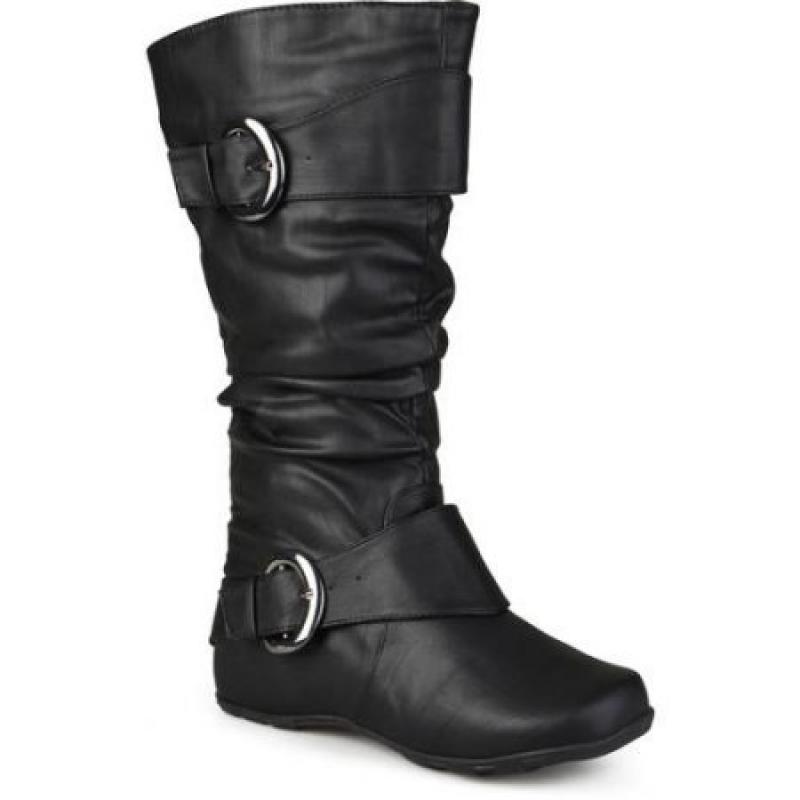 Brinley Co. Womens Extra Wide Calf Knee High Slouch Buckle Boots
