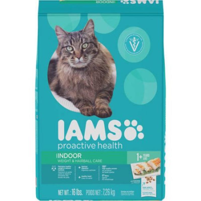 IAMS PROACTIVE HEALTH INDOOR WEIGHT & HAIRBALL CARE Dry Cat Food 16 Pounds