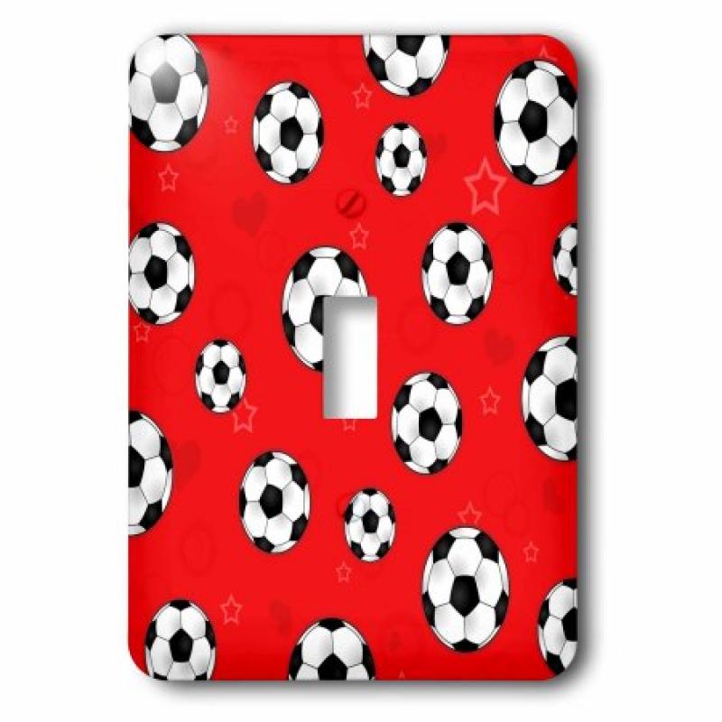 3dRose Red Soccer Ball Print, Single Toggle Switch
