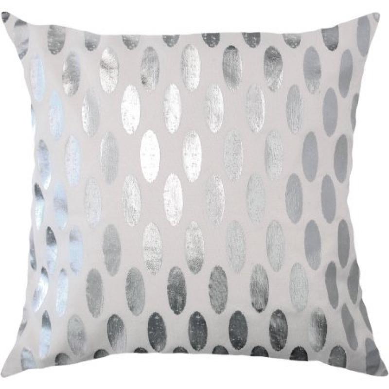 Better Homes and Gardens Silver Drops 18" x 18" Poly/Cotton Fabric Silver Foil Print Pillow