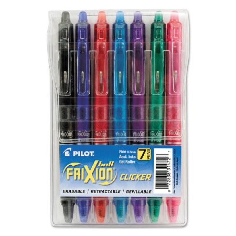 Pilot FriXion Clicker Erasable Gel Pens, 7-Pack