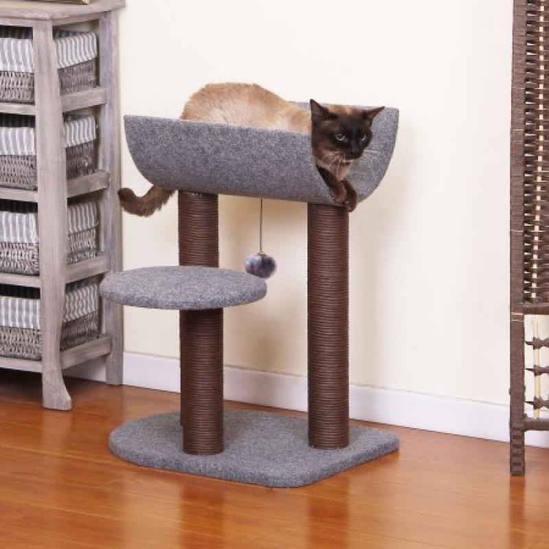 PetPals Group Cradle Chocolate and Grey Color Cat Tree with Curved Napping Perch
