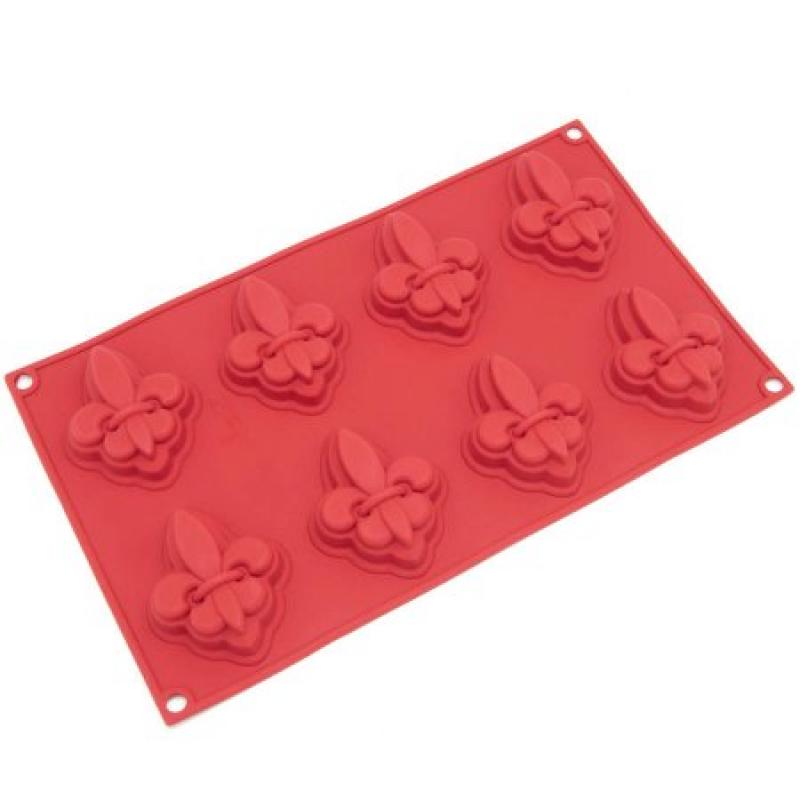 Freshware 8-Cavity Fleur-de-lis Silicone Mold for Muffin, Cake and Soap, SL-122RD