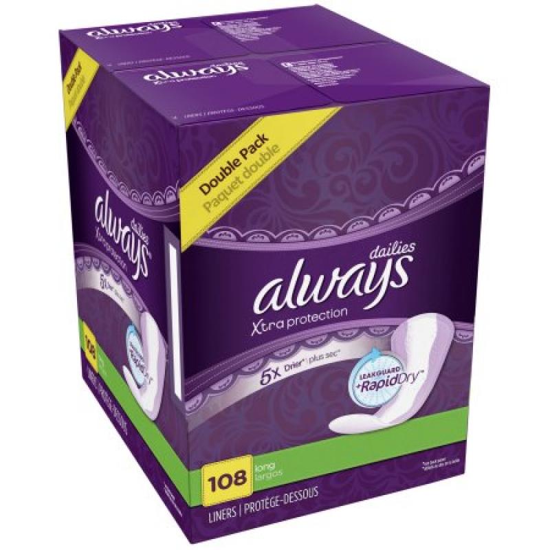 Always�� Dailies Xtra Protection Long Liners 108 ct Box