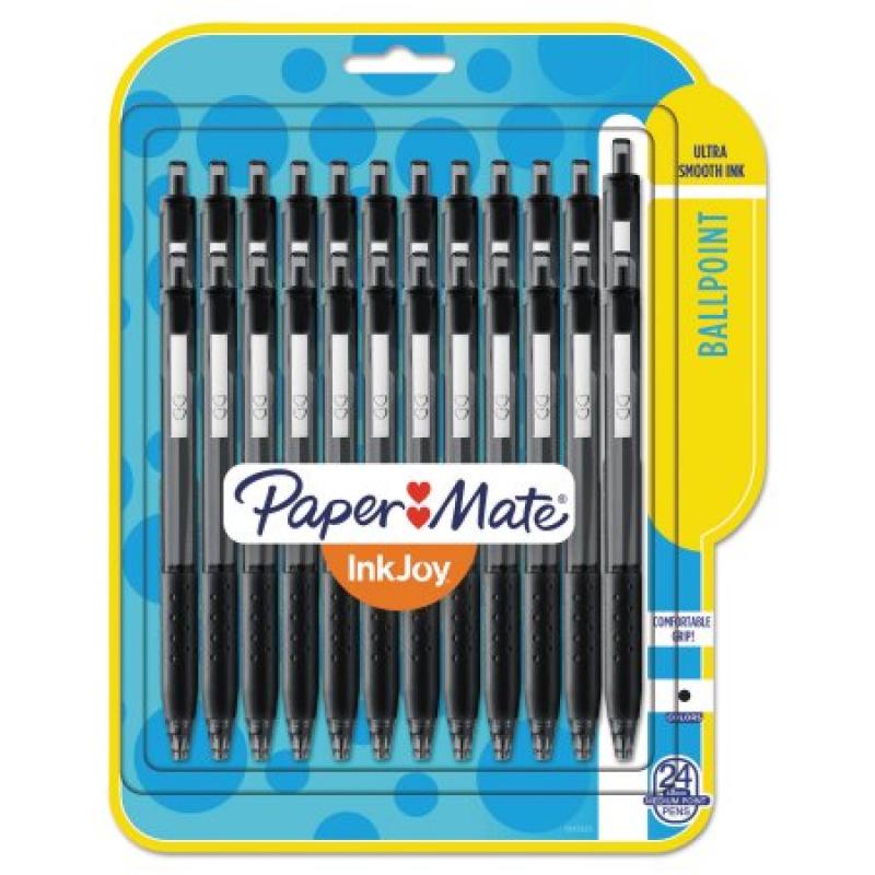 Paper Mate InkJoy 300RT Ballpoint Pen, 1.0mm, Black Ink, 24pk