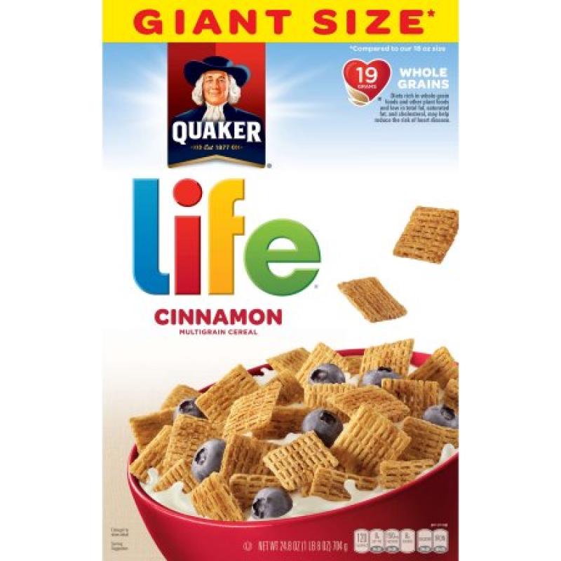 Quaker Life Cinnamon Multigrain Cereal, Giant Size, 24.8 oz Box