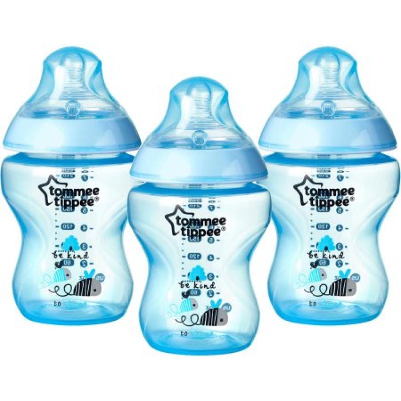 Tommee Tippee Closer to Nature Decorated Bottles, Blue, 9 Ounce, 3 Count