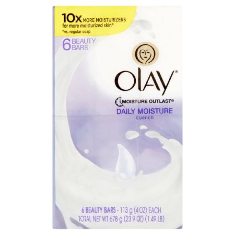 Olay Daily Moisture Quench Beauty Bar Soap 4 Oz, 6 Bath Bars