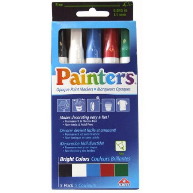 Elmer&#039;s Painters Paint Markers, Fine Tip, Bright Colors, 5pk