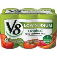 V8 Low Sodium 100% Vegetable Juice, 5.5 Fl Oz, 6 Count