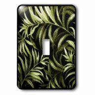 3dRose Painted Tropical Ferns On Black, Single Toggle Switch