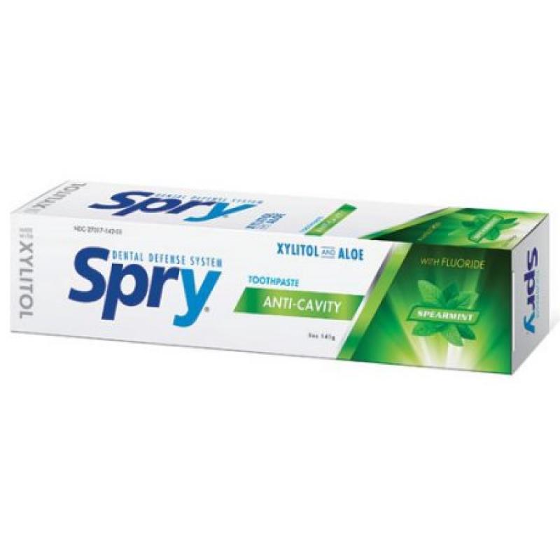 Spry Xylitol And Aloe Anti-Plaque Toothpaste, Spearmint, 4 Oz