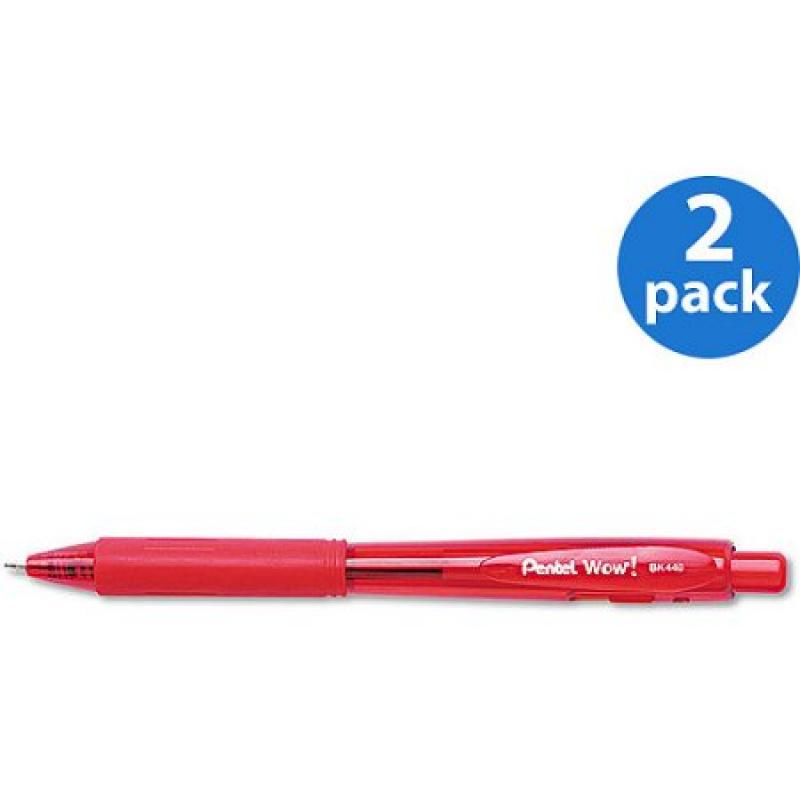 Pentel WOW! Retractable Ballpoint Pen, Red Ink, Medium, 12/Pack, 2 Pack