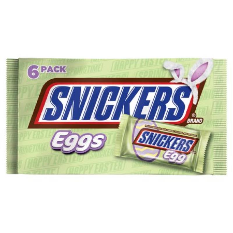 SNICKERS Easter Singles Size Chocolate Candy Bar Eggs, 1.1 oz 6 Pack