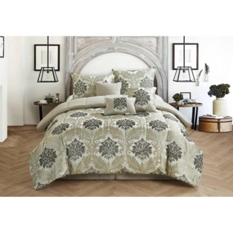 CASA Victoria Jacquard 7-Piece Bedding Comforter Set