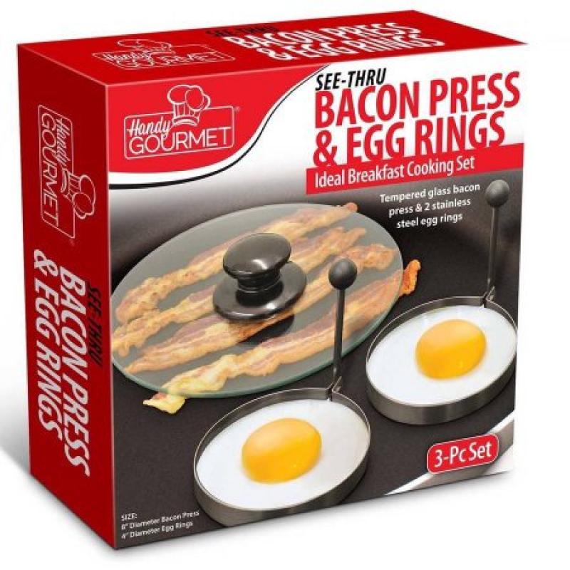 Handy Gourmet Jb6754 Bacon Press & Egg Rings, Black and Stainless Steel