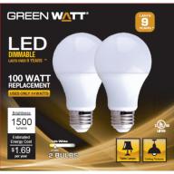 LED Bulb A19 Dimmable 100W Equivalent Soft White Greenwatt Electrical G-L6-A19D24U-14W-2700K 2-Pack