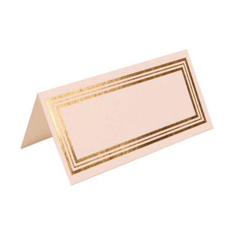 JAM Paper Foldover Table Placecards, 2 x 4 1/2, White with Gold Triple Border, 100/pack