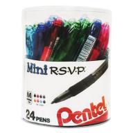 Pentel R.S.V.P. Mini Ballpoint Pen, 1 mm, Assorted Ink, 24/Pack
