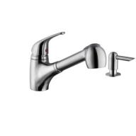 Magnus Sinks Single Handle Low Profile Pull Out Kitchen Faucet with Soap Dispenser