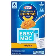 Kraft Macaroni & Cheese Dinner Easy Mac Original, 6 Snack Packets, 12.9 OZ (366g) Box