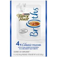 Purina Fancy Feast Broths Classic Tuna Shrimp and Whitefish Collection Cat Complement 4-1.4 oz. Pouches