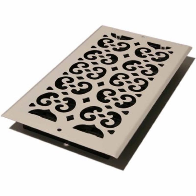 Decor Grates Scroll Wall/Ceiling Register, Painted White, 6" x 12"