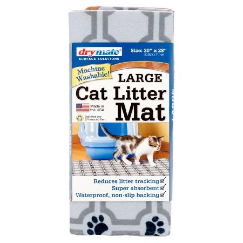 Drymate Cat Litter Mat, 20" x 28", Grey Paw Grid