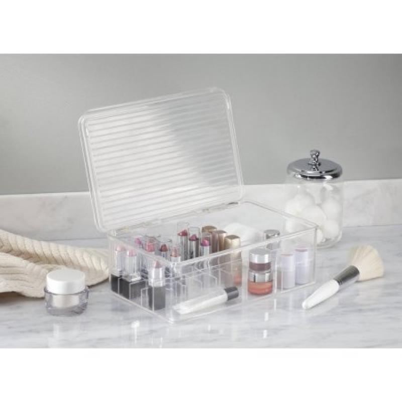InterDesign Clarity Lipstick and Cosmetic Organizer with Lid, Clear