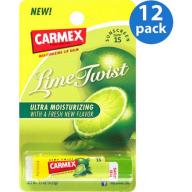 Carmex Lime Twist SPF 15 Moisturizing Lip Balm Stick, 0.15 oz (Pack of 12)