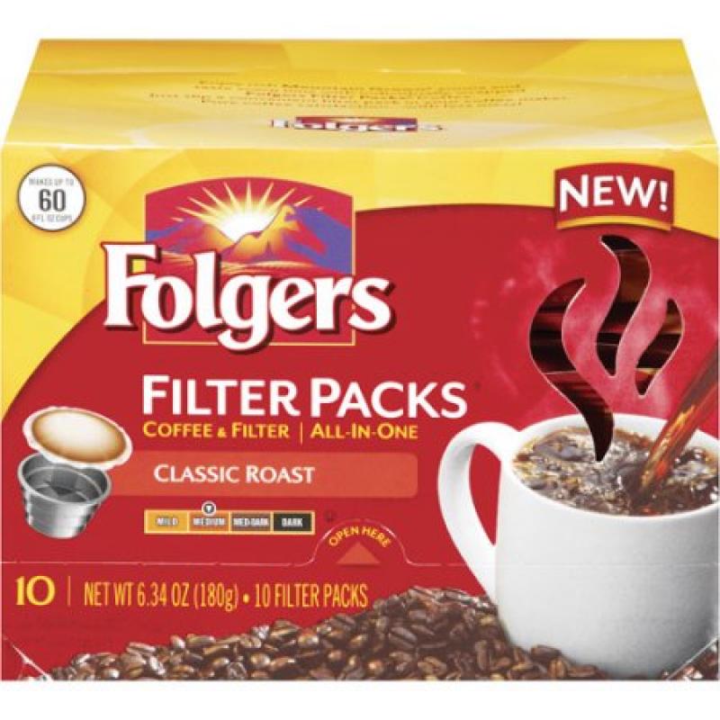 Folgers Classic Roast Medium Coffee Filter Packs, 10ct