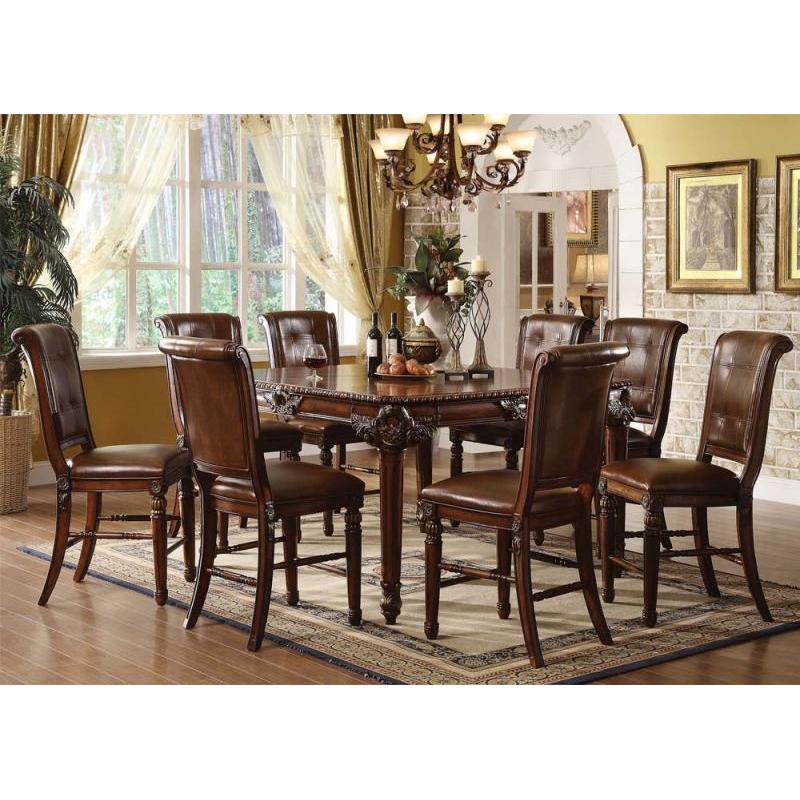 Acme Winfred 9PC Counter Height Dining Room Set in Cherry