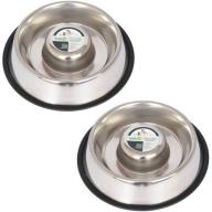 2-Pack Slow Feed Stainless Steel Pet Bowl For Dog or Cat, Medium, 24 Oz