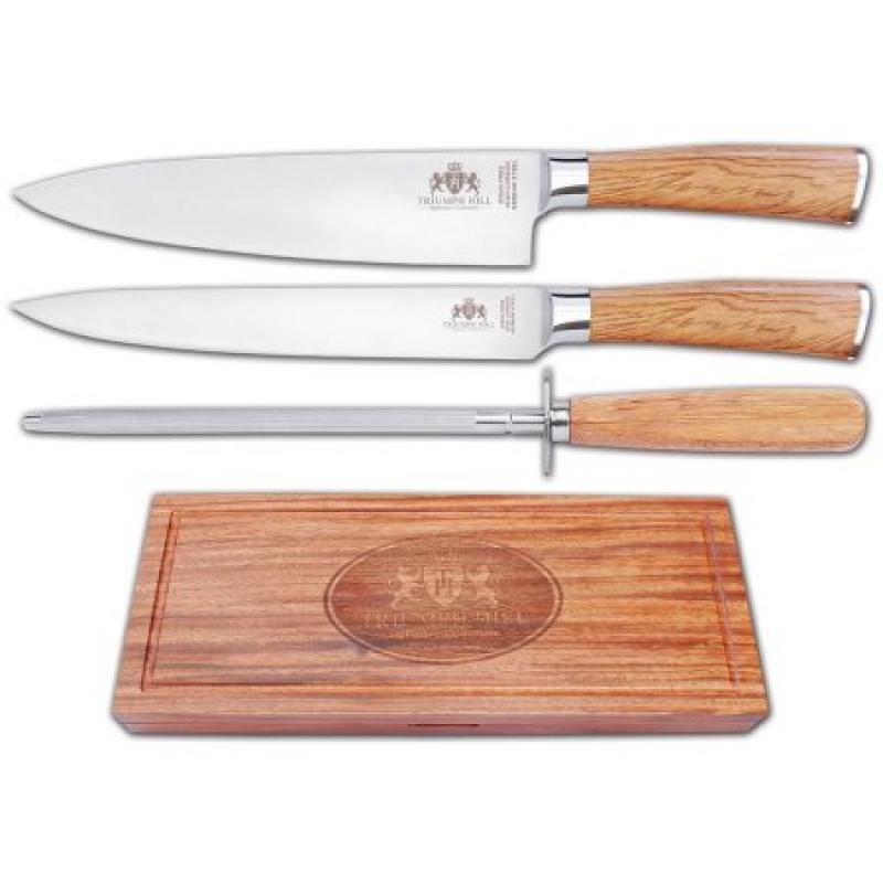 4-Piece Exclusive Cutlery Knife Set with Genuine Acacia Wooden Knife Case