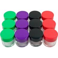 Stalwart 20ml Clear Storage Jars, Colored Lids, 12-Piece